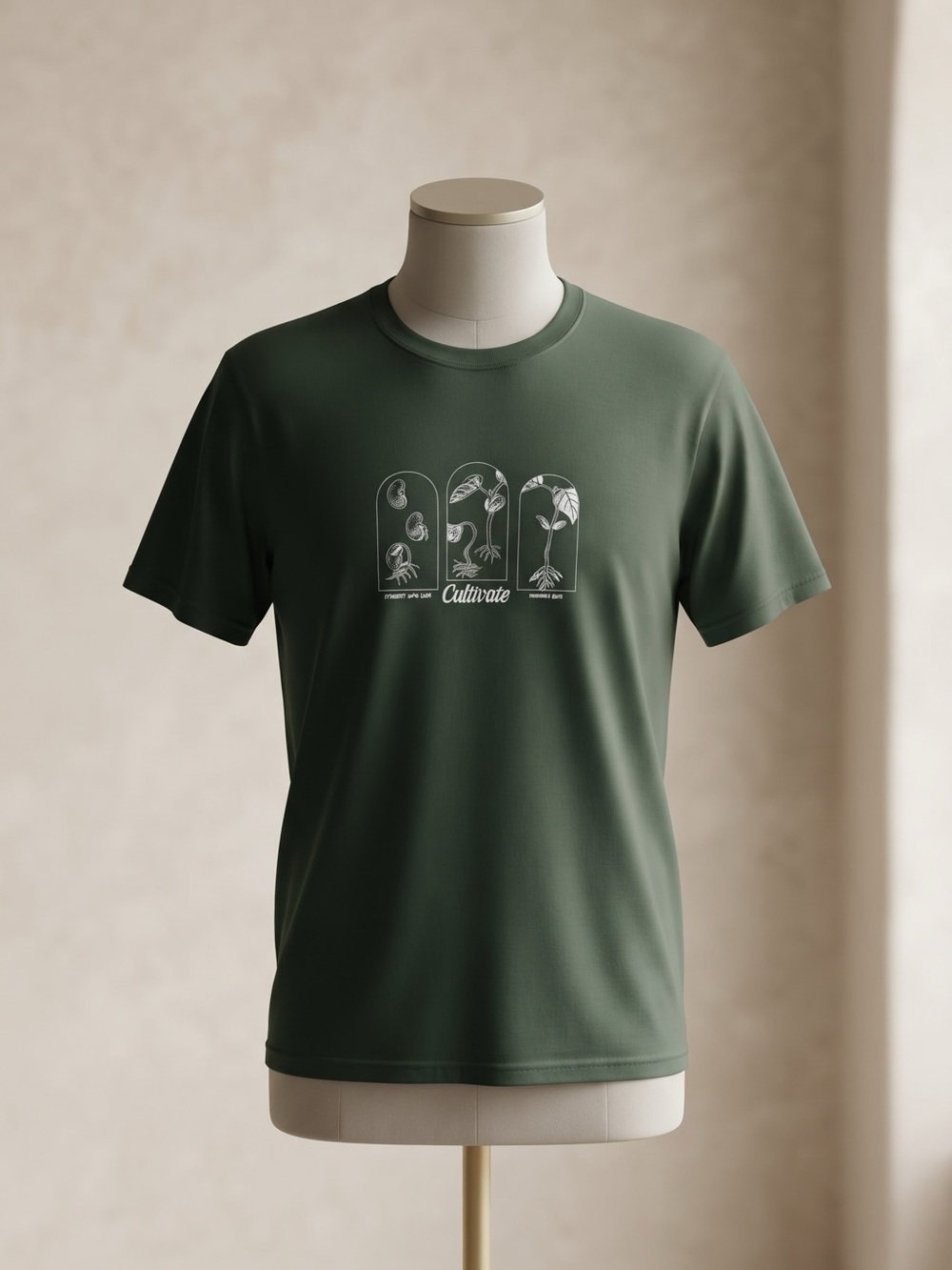 Gildan Forest Green Women’s Unisex T-Shirt with Cultivate Graphic - Nature